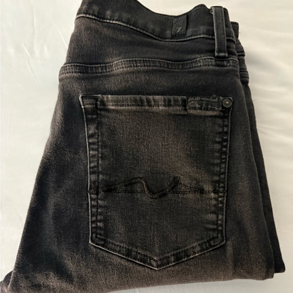 7 For All Mankind Black Straight Men Jeans